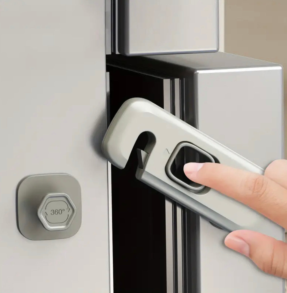 2 pieces 5-Star EU Standard Tosee Safety Locks – Child-Safe Sliding Locks for Cabinets, Doors & Fridges | No Drilling | Easy Removal | Durable Plastic | Modern Design | Ideal for Home Safety