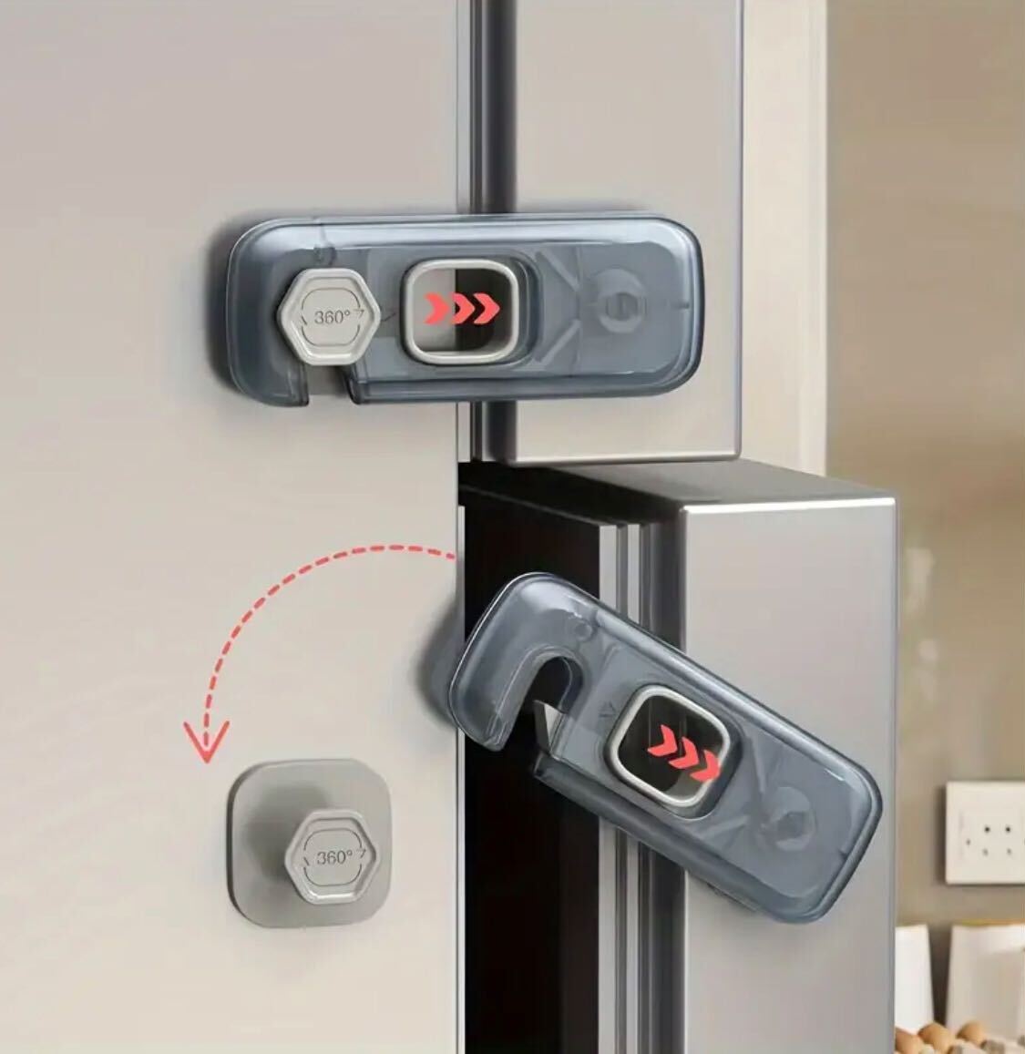 2 pieces Tosee Safety Cabinet Locks – 5-Star Rated, EU Standard Child-Safe Sliding Locks for Cabinets, Doors & Fridges | No Drilling | Easy to Use & Remove | Durable Plastic | Modern Home Safety Design