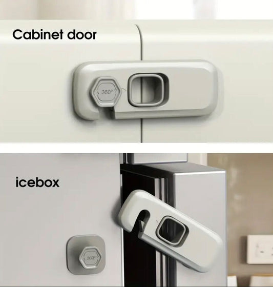 2 pieces 5-Star EU Standard Tosee Safety Cabinet Locks – Child-Proof Sliding Locks for Cabinets, Doors & Fridges | No Drilling | Easy to Install & Remove | Durable Plastic | Modern Home Safety Solution