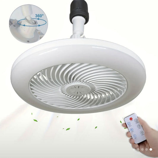 10-Inch LED Bulb Fan with Light – 50W, Remote-Controlled, 3-Speed, 3 Color Modes (3000K–6500K), E26 Socket | Dimmable, Wireless Ceiling Fan for Bedroom, Kitchen, Closet | Modern White Design