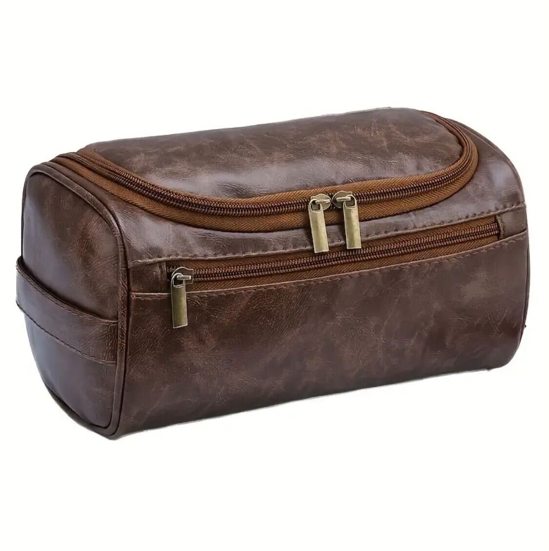 Large Capacity Toiletry Bag for Men - Durable PU, Lightweight & Spill-Proof Travel Organizer with Zipper Closure, Multiple Compartments & Handles - Perfect Christmas or Birthday Gift for Dad, Husband, Grandpa, Lover, Classmate - Dark Brown