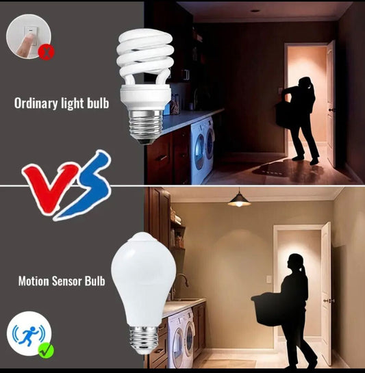 HUADENG 9W Motion Sensor Light Bulb – EU Standard, AC175-265V, Auto On/Off Dusk to Dawn | Easy Installation | Warm White Indoor Light for Balcony, Bathroom | Incandescent Bulb Replacement