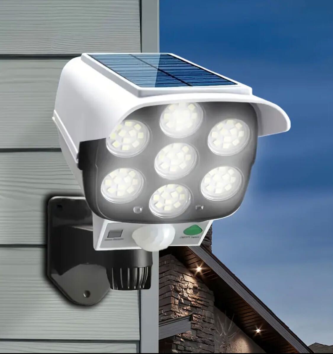 2pcs Outdoor Simulated Surveillance Lights – Motion Sensor, No Camera, Auto On at Dusk, Easy Install, No Wiring, 1200mAh Battery | For Yard, Garden Gate, Garage, Pathways | Security Light