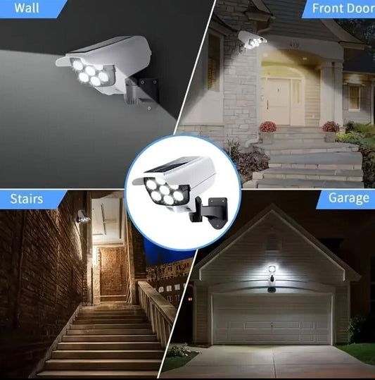2pcs Outdoor Simulated Surveillance Lights – Motion Sensor, No Camera, Auto On at Dusk, Easy Install, No Wiring, 1200mAh Battery | For Yard, Garden Gate, Garage, Pathways | Security Light