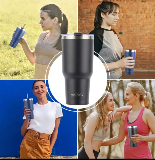 WATERSY 100% Original 20oz Tumbler with Lid, Stainless Steel Vacuum Insulated Double Wall Travel Tumbler, Durable Insulated Coffee Mug, Powder Coated Thermal Cup With Lids And Straw and cleaning brush, Dishwasher safety.