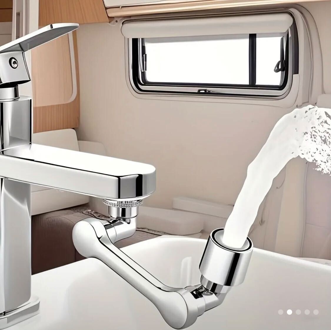 2 pieces 1080 ° rotating bathroom faucet nozzle, Silvery design, designed to save water, extend kitchen faucet, robot arm for washbasin, and home renovation sink accessory, suitable for RV bathroom faucet.