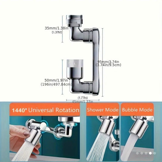 2 pieces 1080 ° rotating bathroom faucet nozzle, Silvery design, designed to save water, extend kitchen faucet, robot arm for washbasin, and home renovation sink accessory, suitable for RV bathroom faucet.