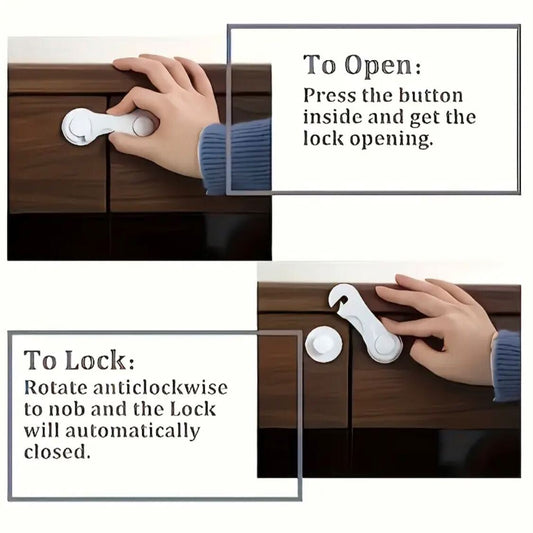 3 pieces White Cabinet Locks – Easy-Install Adhesive Stops for Drawers, Cabinets, Fridges, Ovens & More | Durable Plastic | Child Safety & Home Organization | Sleek Design | Kitchen Safety Essential