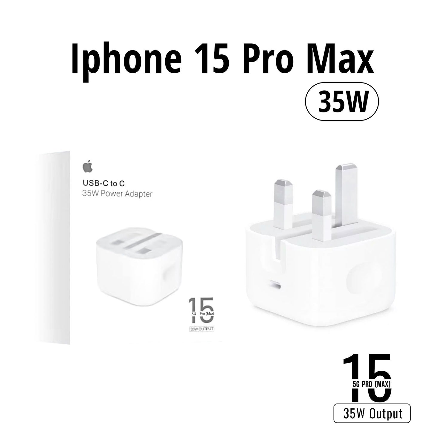 2 pieces Iphone 15 Pro Max 3 Pin (uk Pin) 35w Usb-c Power Adapter