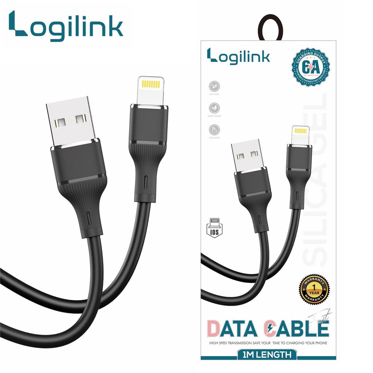 3 pieces Logilink Usb To Lightning Silicone Fast Charging Data Cable 1m (1 Year Warranty)