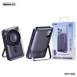 REMAX RPP-695 3 IN 1 (15W M/W) 22.5W + PD 20W POWER BANK WITH FOLDABLE STAND BLUE & Grey