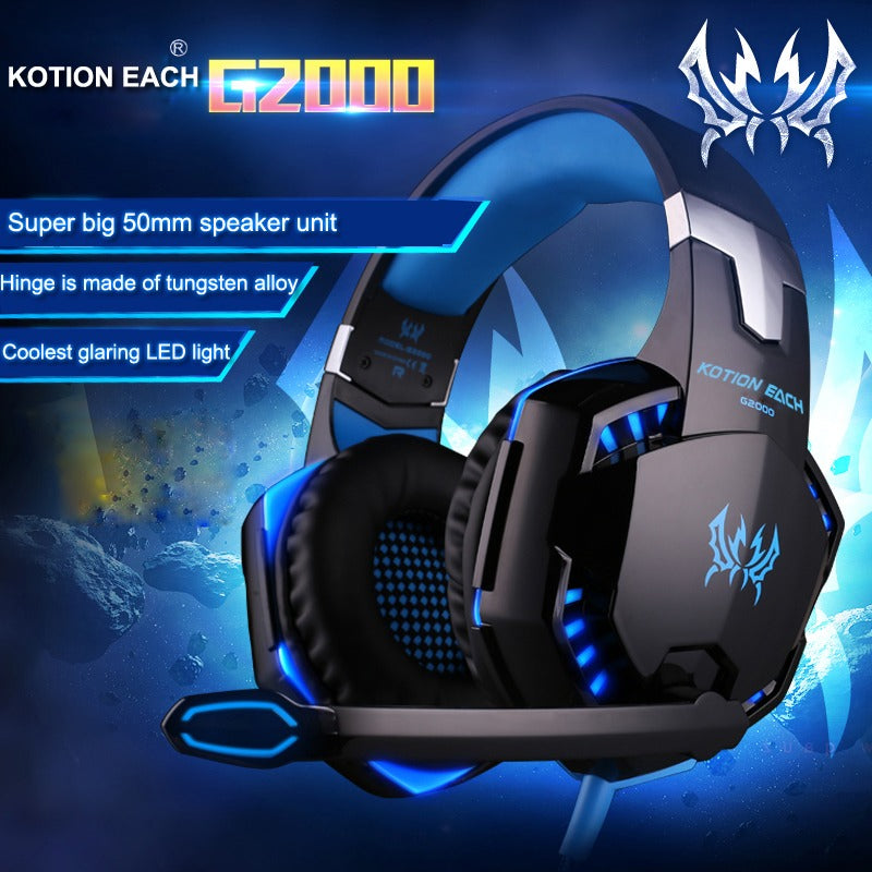 Kotion Each-g2000 Stereo Gaming Headset Deep Bass Computer Gaming Wired Headphone With Led Light & Mic
