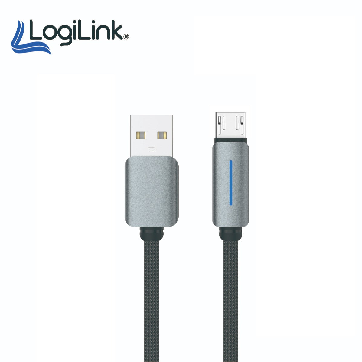 3 pieces Logilink Usb To Micro Nylon Fast Charging Data Cable With Light 1m (1 Year Warranty) Black