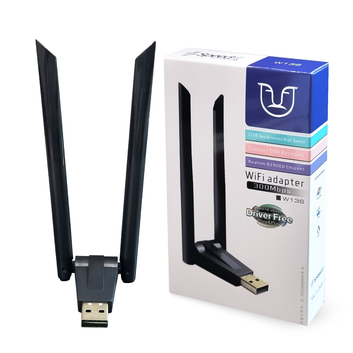 Alfa Wifi Usb W136 3dbi Rtl 8192 Dual Antena Adopter 300 Mb