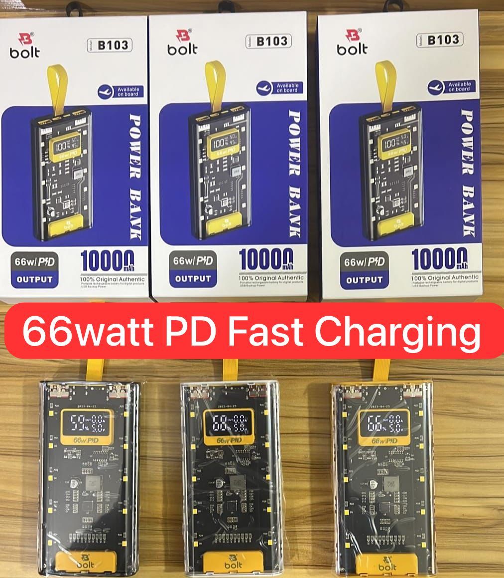 Bolt PowerBank B103 66watt PD Fast Charging Complete 10000 mah