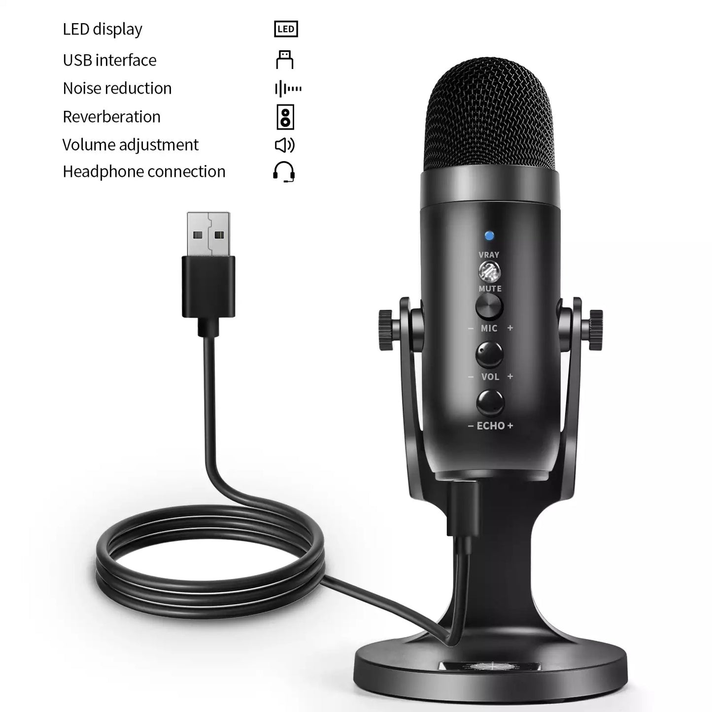 Jmary Mc-pw8 Professional Usb Microphone For Podcasting With Noise Reduction