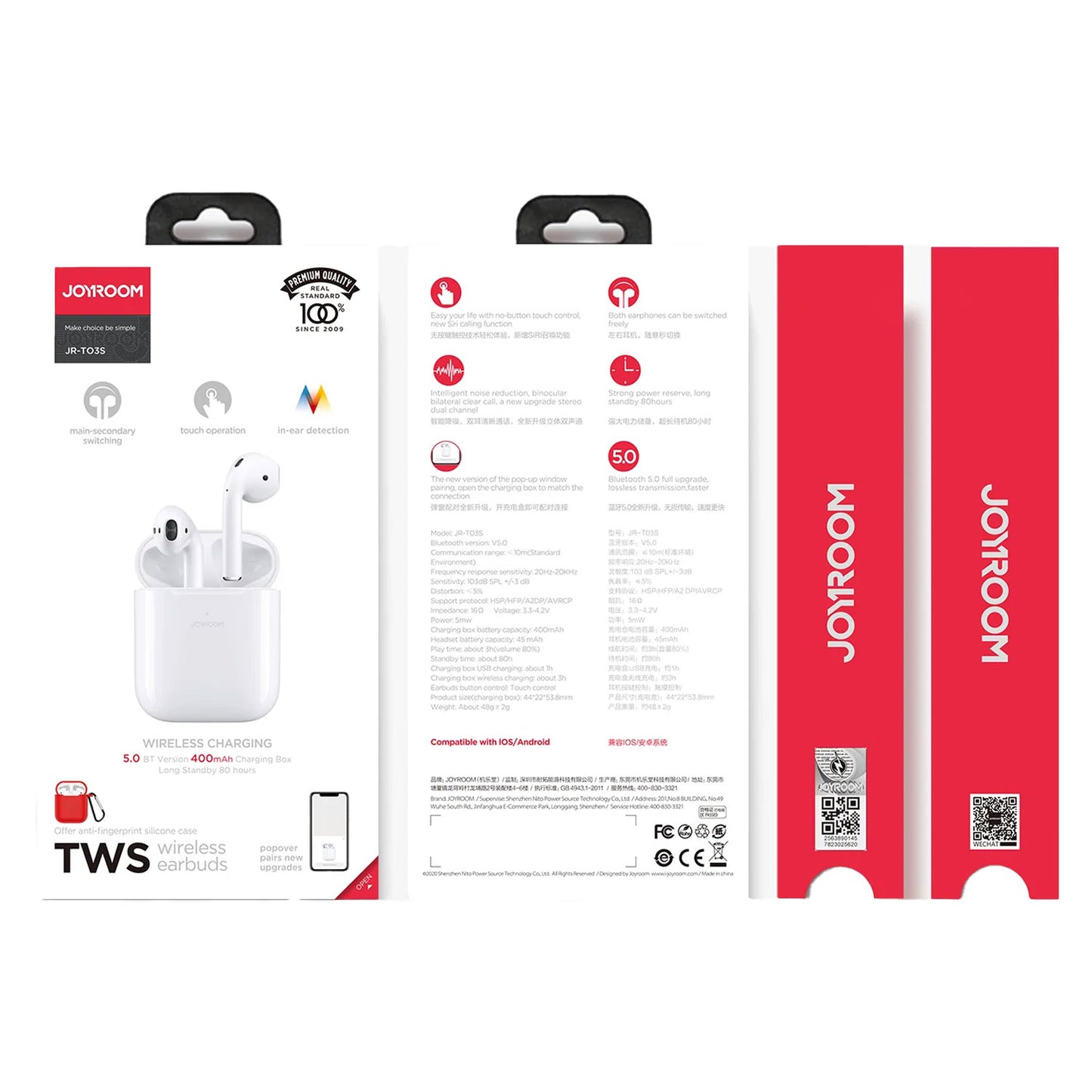 JOYROOM JR-T03S TWS WIRELESS EARBUDS WITH WINDOW (ORIGINAL)