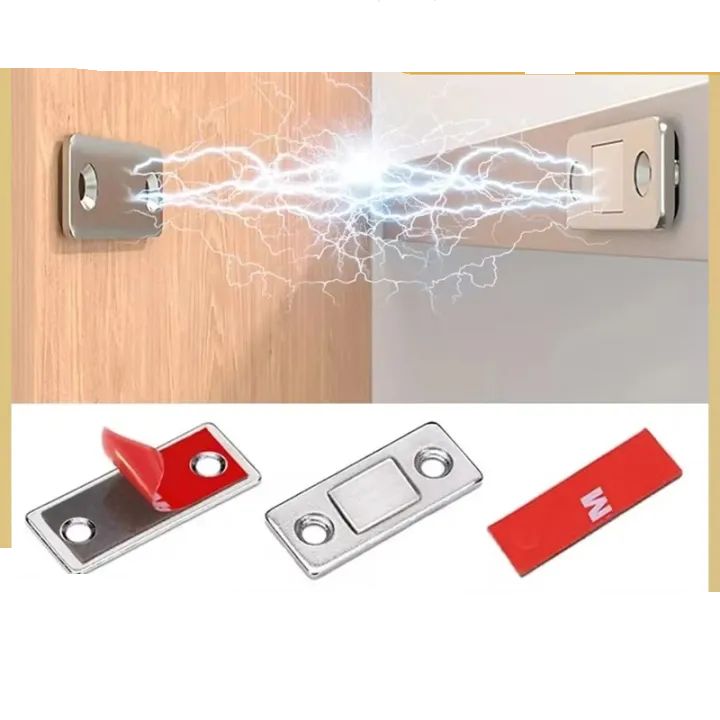 3 pieces Magnetic Door Catch Ultra Thin Cabinet Magnets Stainless Steel Cabinet Door Magnetic Catch Adhesive Cabinet Door Magnets For Kitchen Closet Drawer Magnetic Cabinet Latch