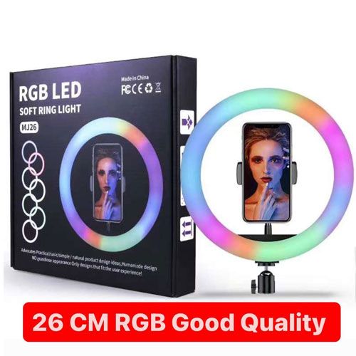 MJ26 | RGB LED Ring Light | 26cm light with Phone Clip wall Phone Video Beauty