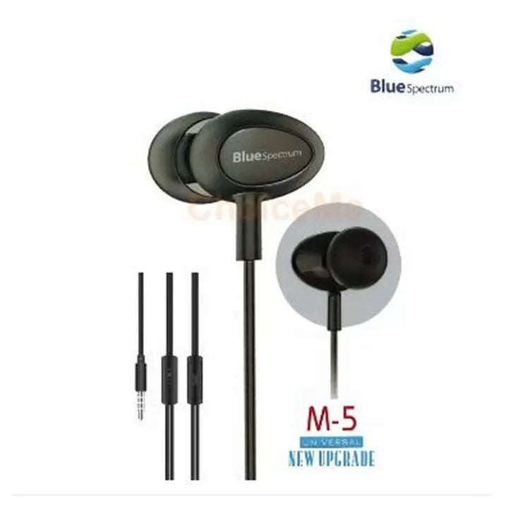 2 pieces Original Blue Spectrum M5 M-5 M 5 Handfree Stereo Earphones High Base HandsFree EarPhone handfree for gaming handfree for pubg with mic best fo gamers
