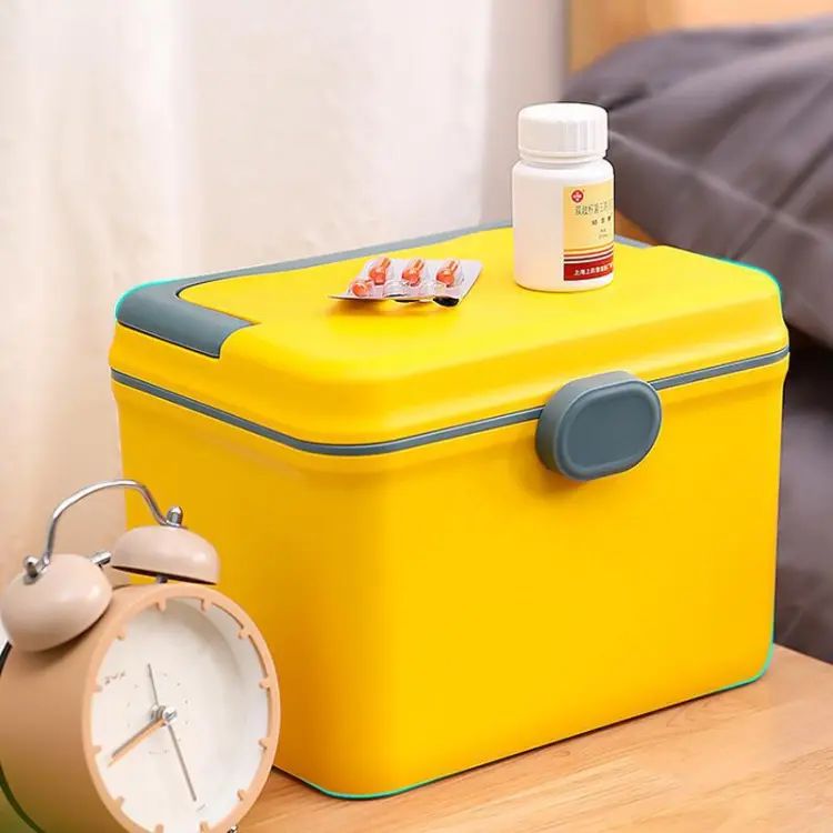 2 pieces Plastic Multi Layer Small Medicine Box Family Pack Medicine Storage Box Medicine Box Household Large Capacity Medical Small Size First Aid Kit