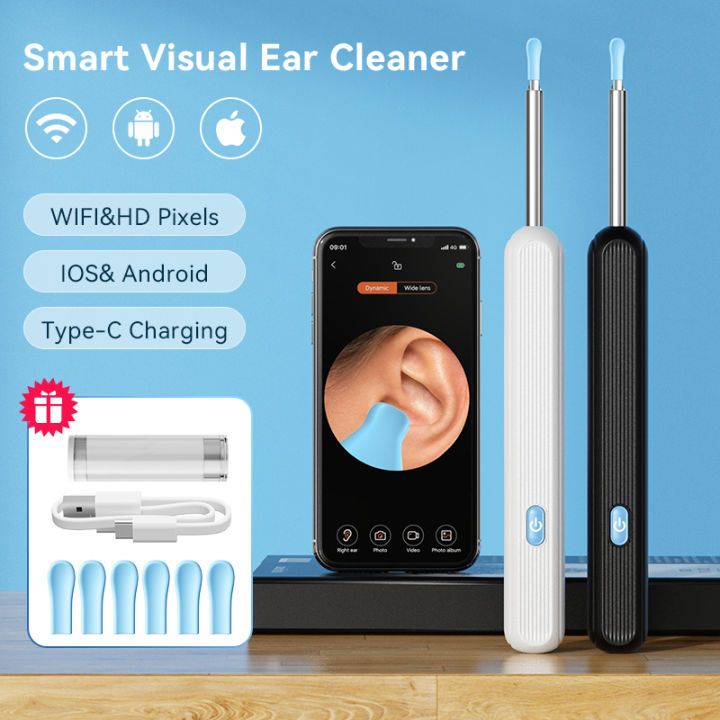 SmartScan Wireless Ear Cleaner with Camera Wireless Otoscope 1080P HD Camera Ear Wax Removal Kit for iPhone iPad Android 360 Wide Angle Lens