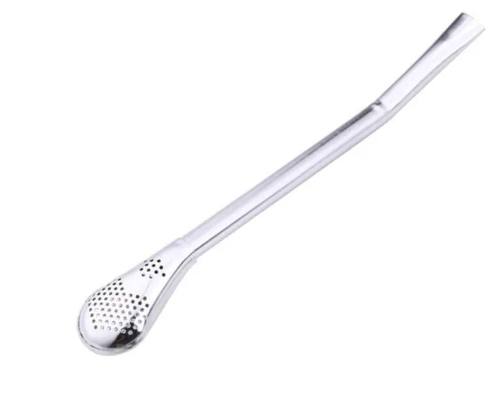 3 pieces Stainless steel straw spoon Coffee stirring spoon filter spoon Juice straw filter spoon