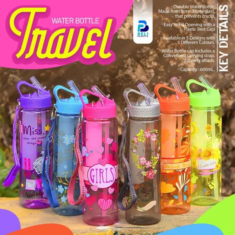 2 pieces Travel Water Bottle With Ice Cube Tube | Sports Water Bottle 600ml