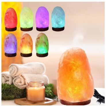 2 pieces Salt Lamp USB Himalayan for Home Decor Natural Pink Rock Salt Lamp Night Light with Salt Lamp Bulb for Asthma and Allergy Relief Air Purifying Crystal Lamp to Clean Room Atmosphere and Improve Air Quality