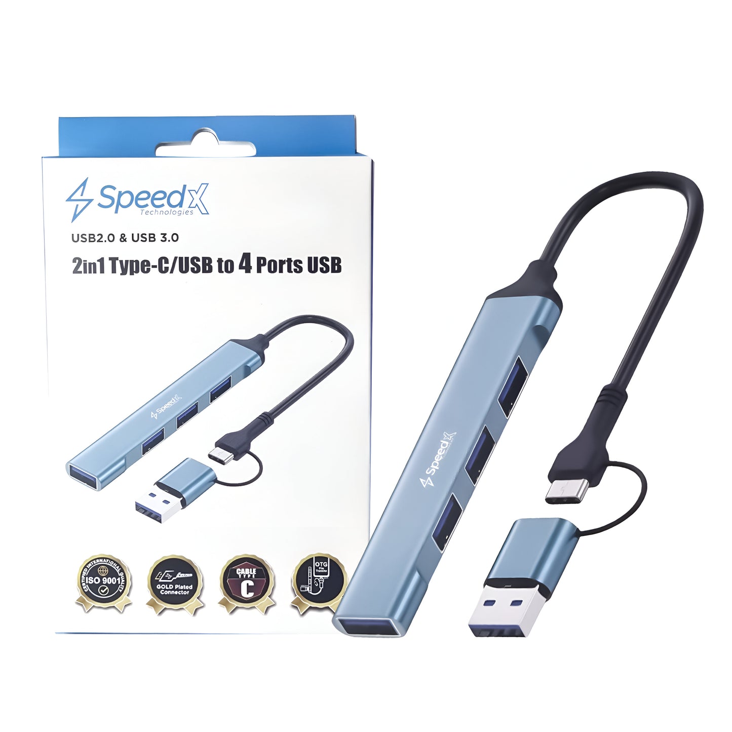 USB HUB 3.0 4PORT 2 IN 1 TC AND USB A