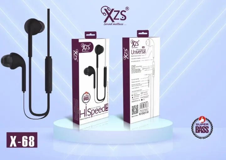 3 pieces XZS X68 HI SPEED STEREO EARPHONES HANDSFREE SUPER BEST QUALITY