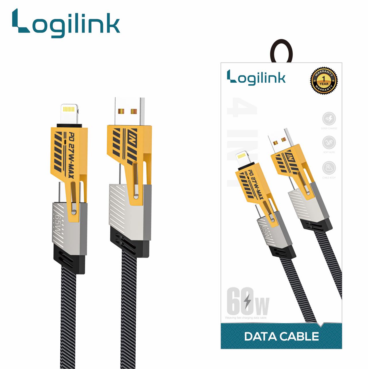 2 pieces 4 IN 1 MULTI USB PD CHARGING CABLE (TYPE-C TO C, C TO LIGHTNING, USB TO C, USB TO LIGHTNING)