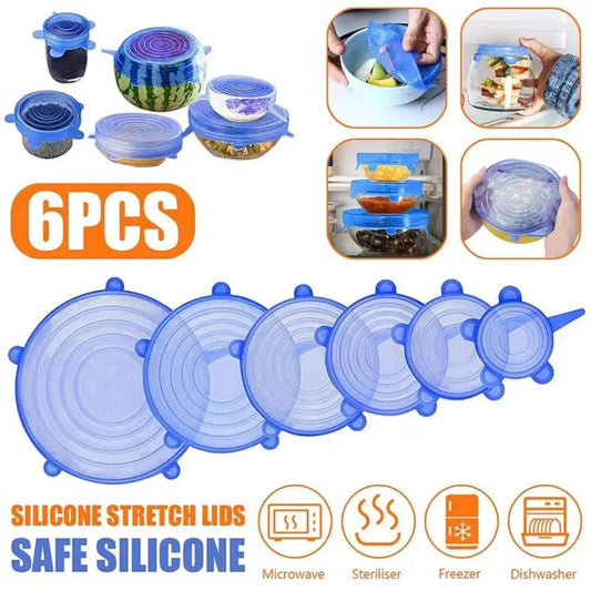 2 pieces 6Pcs Universal Food Silicone Cover Silicone Stretch Lids For Cookware Reusable Stretch Lids silicone lid covers silicone lids