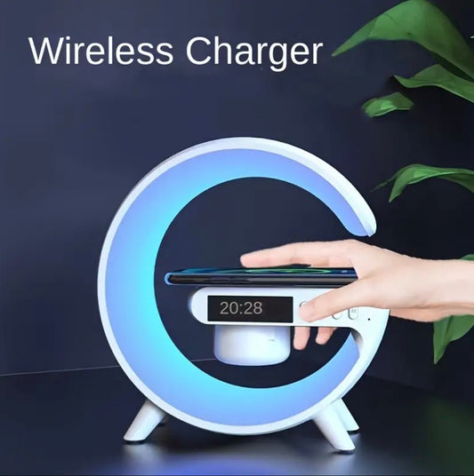 New Model Table Lamp Speaker with Wireless Charging, Colorful RGB Lights, Seven-Color LED Lamp, Multifunctional Hi-Fi Speaker with Time Display And Alarm Clock Function, Supports TF Card Playback.