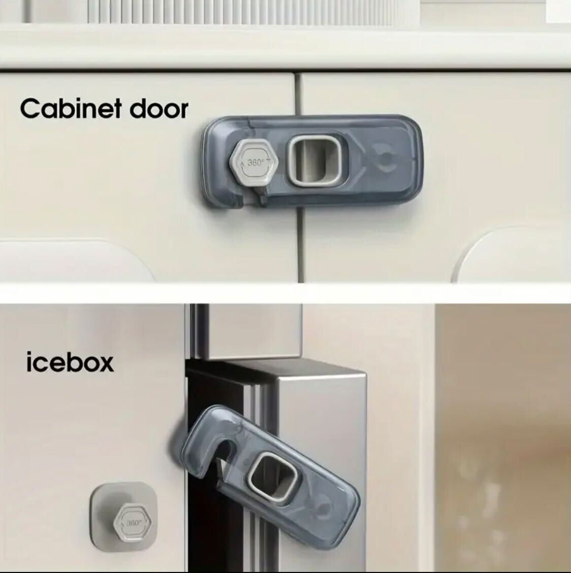 2 pieces Tosee Safety Cabinet Locks – 5-Star Rated, EU Standard Child-Safe Sliding Locks for Cabinets, Doors & Fridges | No Drilling | Easy to Use & Remove | Durable Plastic | Modern Home Safety Design