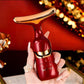 GuShiYuta 3-in-1 Beauty Device – Facial, Eye & Neck Massager with Heat, Red & Golden Design, Ergonomic Handle, Battery-Powered, Portable & Elegant, Ideal Personal Massager for Home Use