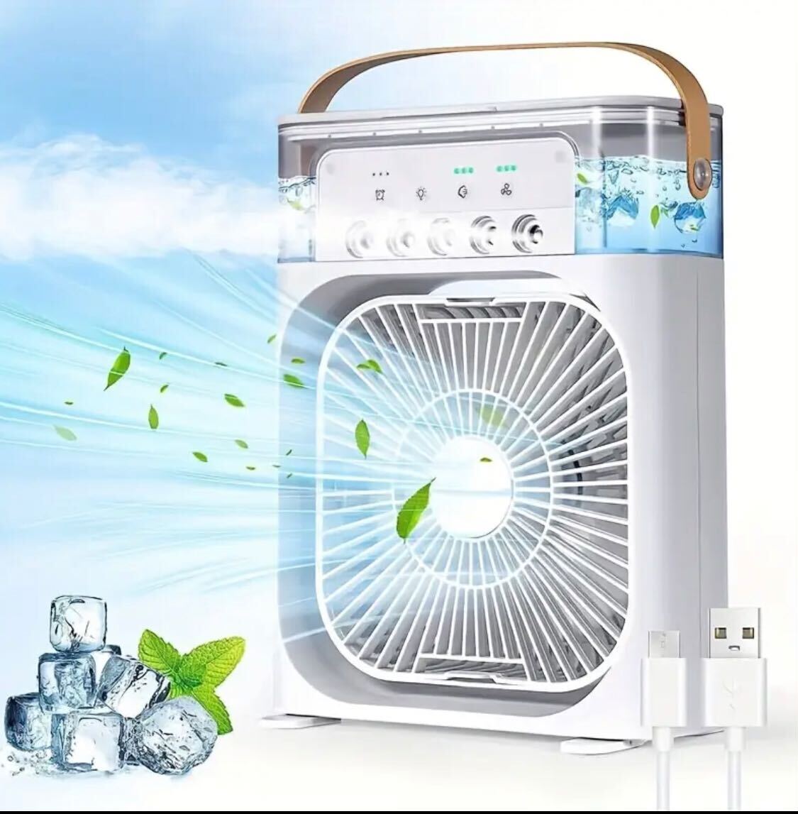 Large Capacity Portable Air Conditioner Fan with USB Power - Quiet Design, 5-Speed Adjustable Wind Speed, Humidifier Feature, Ideal for Home, Office & Car Use, Made in China, Air Conditioner Portable.