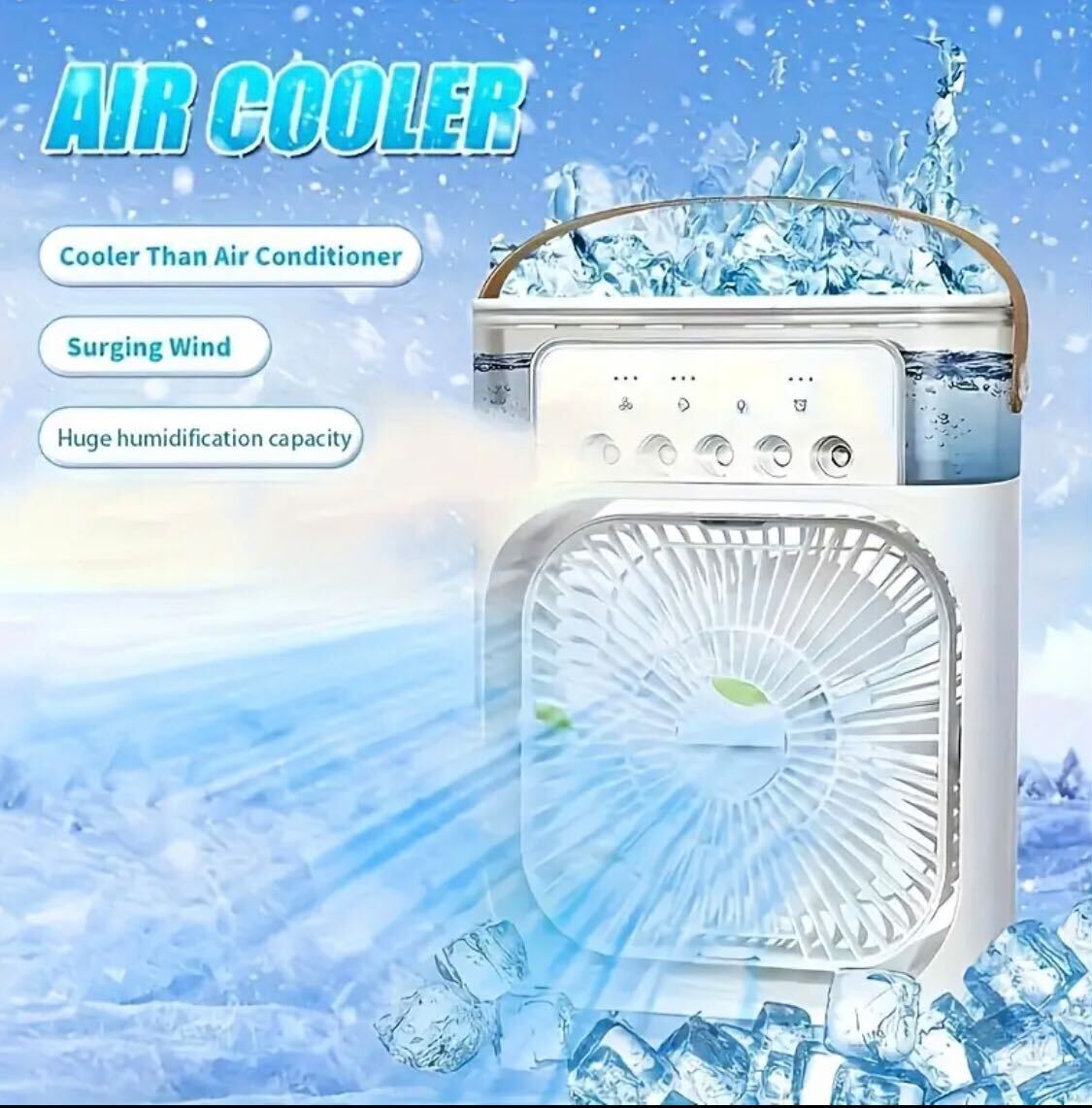 Large Capacity Portable Air Conditioner Fan with USB Power - Quiet Design, 5-Speed Adjustable Wind Speed, Humidifier Feature, Ideal for Home, Office & Car Use, Made in China, Air Conditioner Portable.