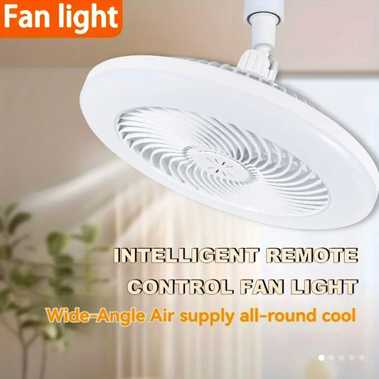 10-Inch LED Bulb Fan with Light – 50W, Remote-Controlled, 3-Speed, 3 Color Modes (3000K–6500K), E26 Socket | Dimmable, Wireless Ceiling Fan for Bedroom, Kitchen, Closet | Modern White Design