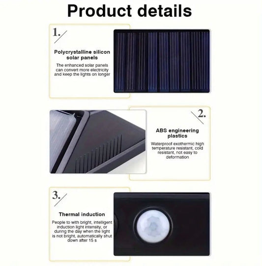 New 100LED wall mounted motion sensor light, intelligent light sensor, solar charging, brightness automatic adjustment, outdoor solar sensor light, four side luminous human sensor wall light. Best for Boundry wall, main gate, backyard.