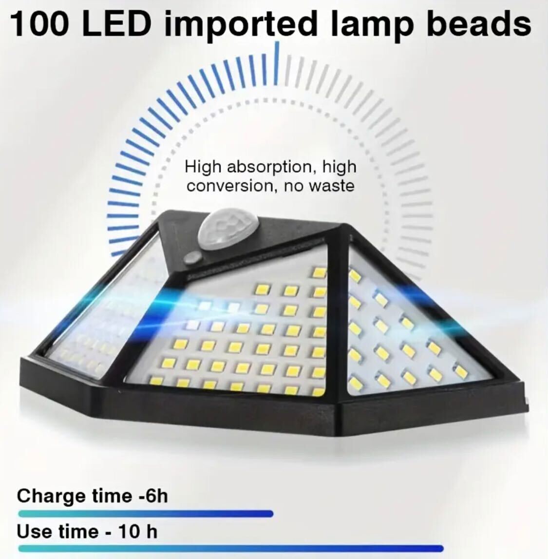 New 100LED wall mounted motion sensor light, intelligent light sensor, solar charging, brightness automatic adjustment, outdoor solar sensor light, four side luminous human sensor wall light. Best for Boundry wall, main gate, backyard.