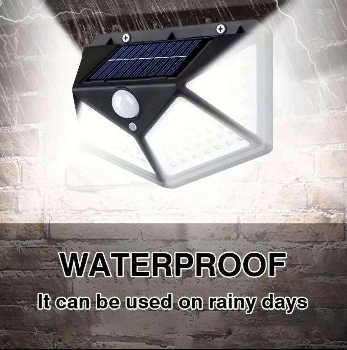 New 100LED wall mounted motion sensor light, intelligent light sensor, solar charging, brightness automatic adjustment, outdoor solar sensor light, four side luminous human sensor wall light. Best for Boundry wall, main gate, backyard.