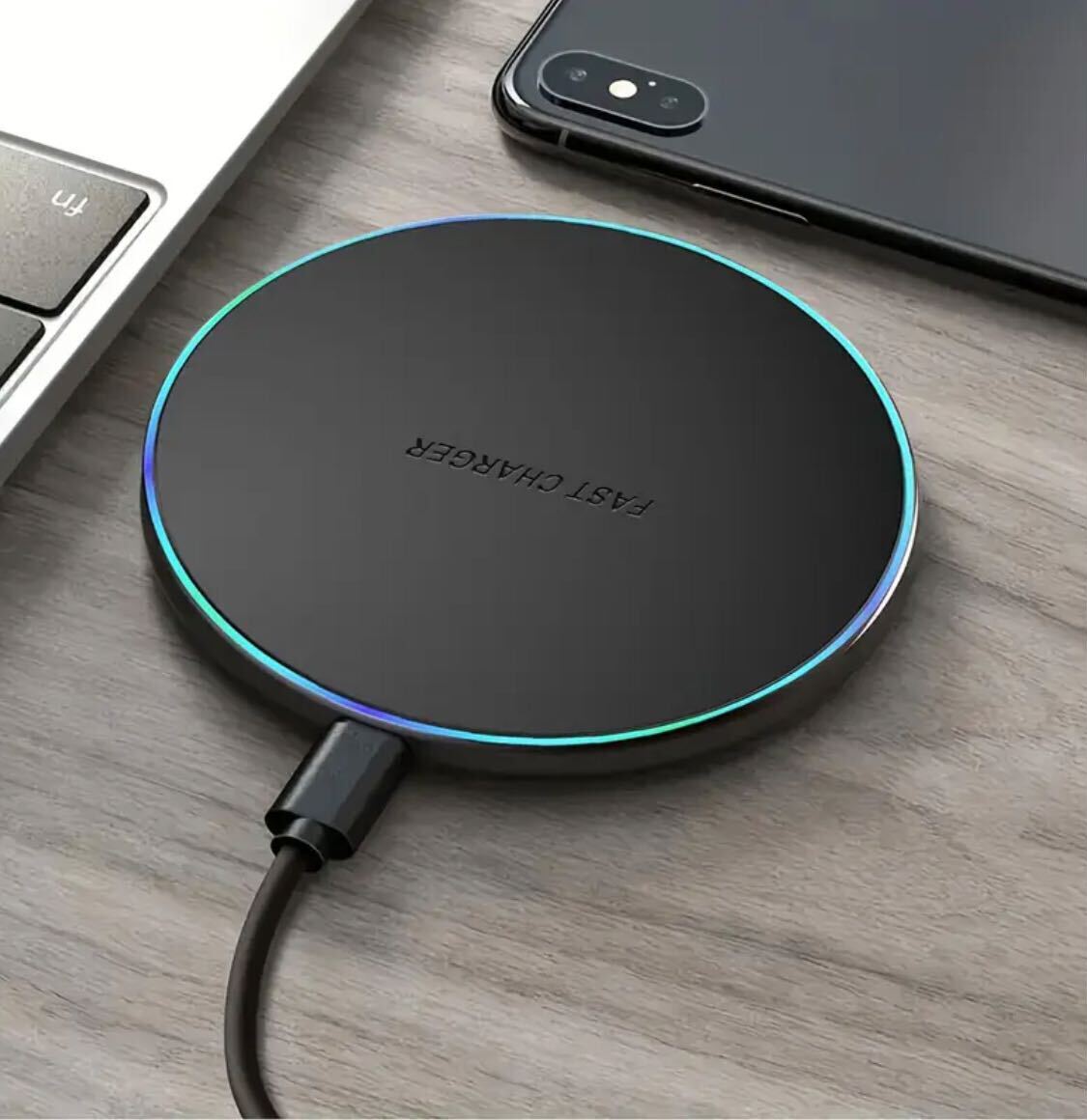 Round Wireless Charger Stand, 15W Fast Charging Dock Phone Charger, Adaptive LED Wireless Charging Station for iPhone 16 15 14 13 12 11 9 8 XR, S25 S23 S22 S21 S10 S9, for 3/2/Pro