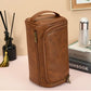 Large Capacity Toiletry Bag for Men - Durable PU, Lightweight & Spill-Proof Travel Organizer with Zipper Closure, Multiple Compartments & Handles - Perfect Christmas or Birthday Gift for Dad, Husband, Grandpa, Lover, Classmate - Dark Brown