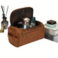 Large Capacity Toiletry Bag for Men - Durable PU, Lightweight & Spill-Proof Travel Organizer with Zipper Closure, Multiple Compartments & Handles - Perfect Christmas or Birthday Gift for Dad, Husband, Grandpa, Lover, Classmate - Dark Brown