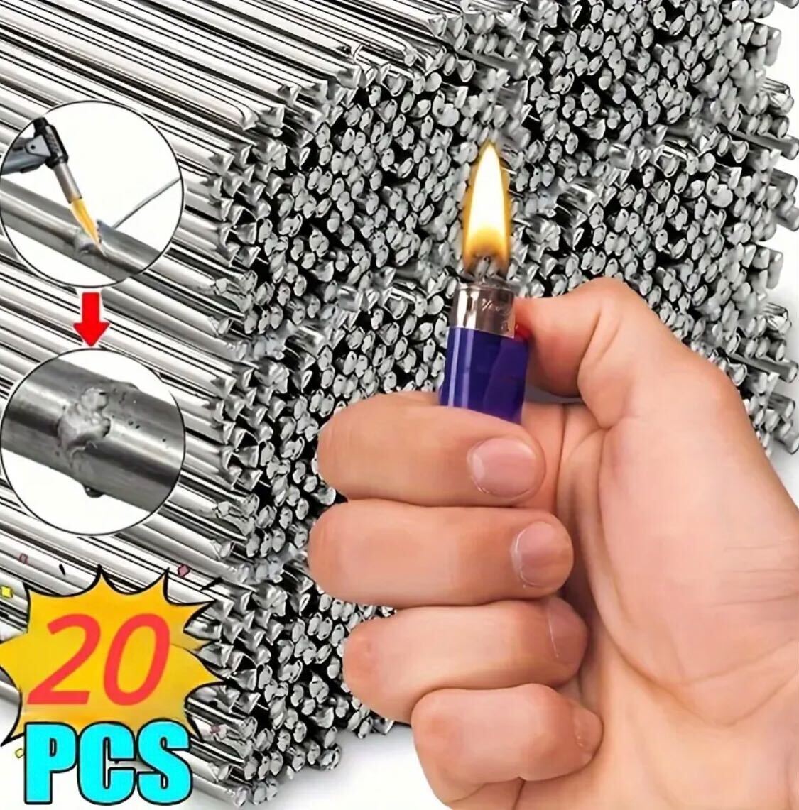 4 sets 5 pcs of Low-Temperature Universal Welding Wire - Ideal for Home Repairs on Aluminum And Aluminum Alloys! Welding Can Be Performed Using Gas Welding Or Argon Arc Welding, with Welding Powder Added for Better Results. 33CM x 1.6mm