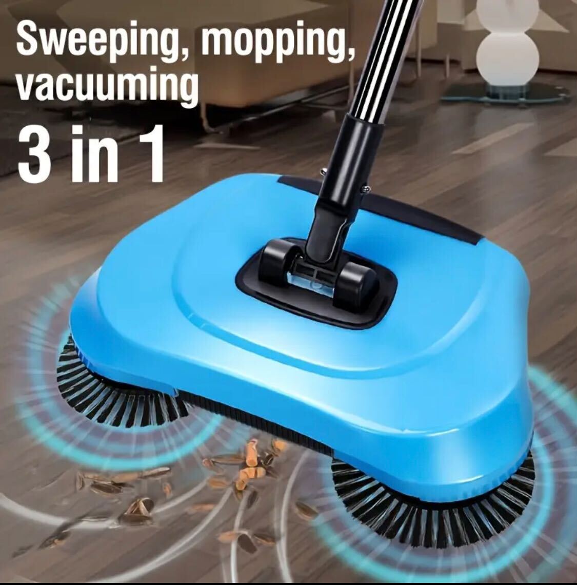 4 pieces Multi-Function Manual Broom and Vacuum Combo – Long Handle Design with Automatic Deep Cleaning System for Efficient Sweeping, Mopping, and Dusting – Suitable for Hardwood Floors, Tile Surfaces, Kitchens, and Offices, Ideal for 5 Rooms.