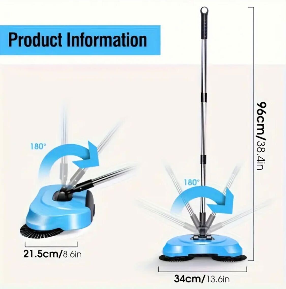 4 pieces Multi-Function Manual Broom and Vacuum Combo – Long Handle Design with Automatic Deep Cleaning System for Efficient Sweeping, Mopping, and Dusting – Suitable for Hardwood Floors, Tile Surfaces, Kitchens, and Offices, Ideal for 5 Rooms.