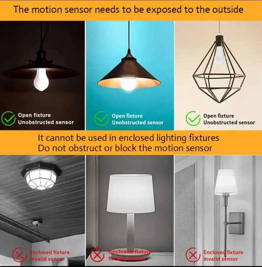 HUADENG 9W Motion Sensor Light Bulb – EU Standard, AC175-265V, Auto On/Off Dusk to Dawn | Easy Installation | Warm White Indoor Light for Balcony, Bathroom | Incandescent Bulb Replacement