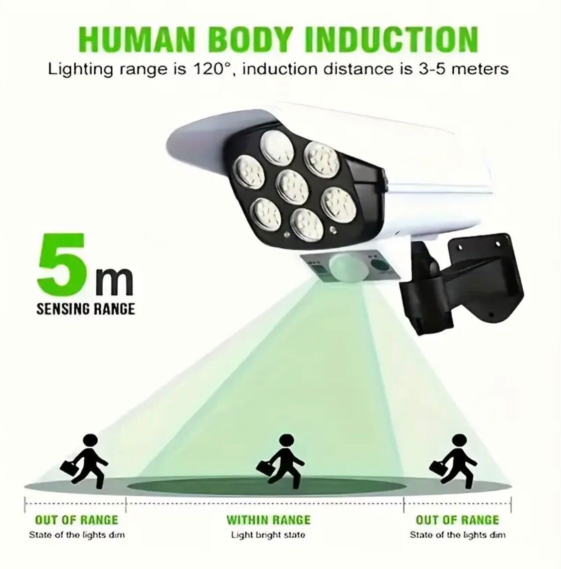 2pcs Outdoor Simulated Surveillance Lights – Motion Sensor, No Camera, Auto On at Dusk, Easy Install, No Wiring, 1200mAh Battery | For Yard, Garden Gate, Garage, Pathways | Security Light